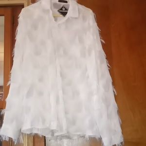 WHATLEES white long sleeve see thru XXL shirt